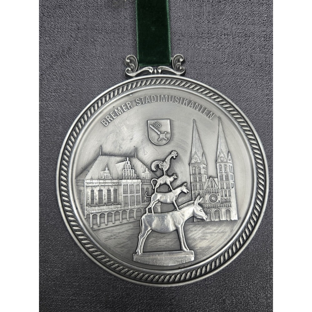 Vintage Zinn Becker 95% Pewter Bremer Stadtmusikanten Bremen Wall Plaque